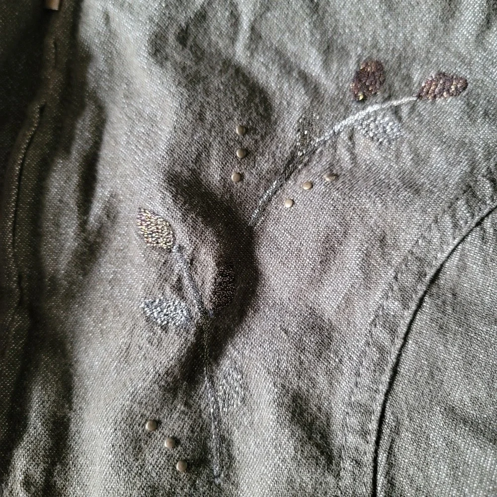 Krazy Kat‎ Olive Green Embroidered & Beaded Boho Jacket  XL with Pockets